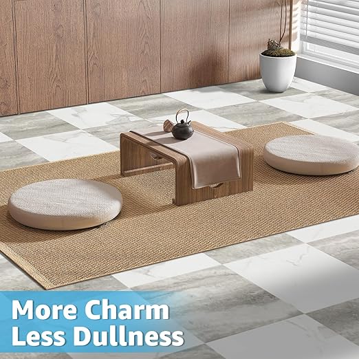 Art3d Peel and Stick Floor Tile, 30-Pack 12 x 12in. Covers 30 Sq.ft, Waterproof Vinyl Flooring Tiles Self Adhesive for Kitchen, Bathroom & Bedroom - White & Beige Marble (15 Tiles per Color)
