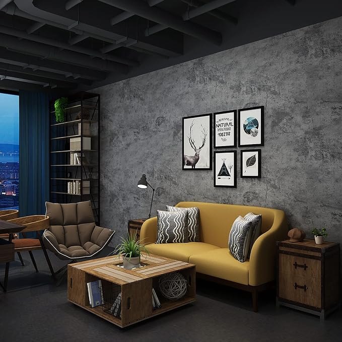 3yecao 48"×79" Wide Thick Dark Blue Grey Cracked Concrete Wallpaper Peel and Stick Waterproof Gray Concrete Contact Paper Vinyl Industrial Cement Wall Sticker for Countertops Desk Kitchen
