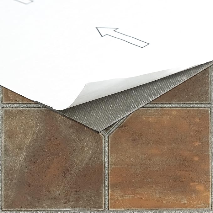 Nexus Self Adhesive 12-Inch Vinyl Floor Tiles, 20 Tiles - 12" x 12", Rustic Slate Pattern - Peel & Stick, DIY Flooring for Kitchen, Dining Room, Bedrooms & Bathrooms by Achim Home Decor