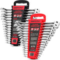 30-Piece Combination Wrench Set - Open End Wrench Set with Organizer Professional 12 Point Wrench Kit Tool for Mechanic Garages Workshops 1/4'' to 1'' & 8-22mm
