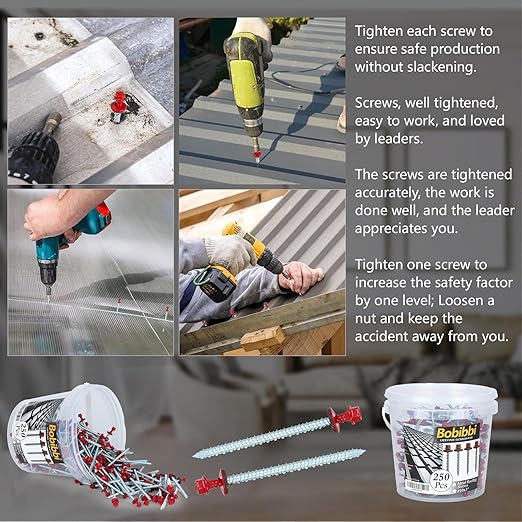 Metal Roofing Screws 10 x 3 inch, Red Hex Head Sheet Metal Roof Screw with EPDM Washer for Corrugated Roofing (250Pcs)