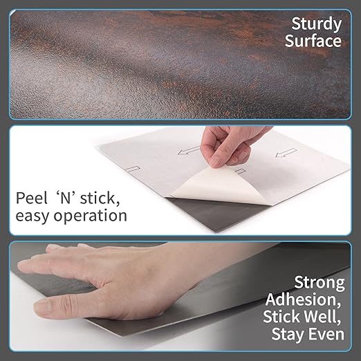 Art3d Peel and Stick Floor Tile, 30-Pack 12 x 12in. Covers 30 Sq.ft, Waterproof Vinyl Flooring Tiles Self Adhesive for Kitchen, Bathroom & Bedroom - Rust Granite