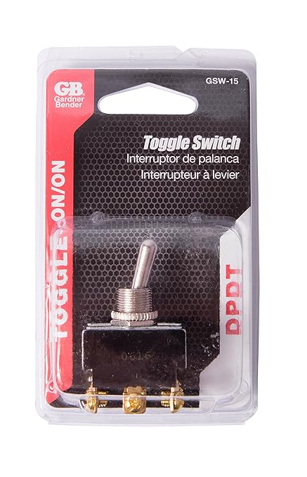 Gardner Bender GSW-15 Heavy-Duty Electrical Toggle Switch, DPST, Mom ON-Mom ON, 20 A/125V AC, Screw Terminal