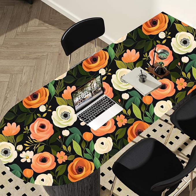 Danodoi Orange Green Vintage Floral Peel and Stick Wallpaper 17.5" x 118" | Waterproof Vinyl Self Adhesive Removable Renter Friendly Floral Contact Paper