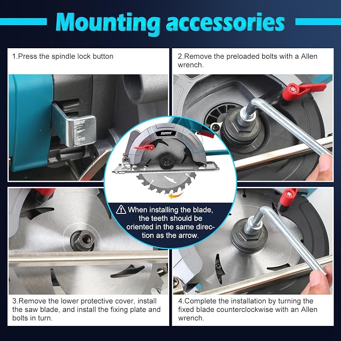 6 Inch Cordless Mini Circular Saw for Makita 18V Battery(Not Inclued), 12000RPM 2"(90°) Cutting Depth, Brushless Compact Tile Saw for Wood, Tile, Metal, Plastic, for 5-1/2, 5-3/8 Inch Blade