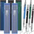 Nezyo 4 Pieces Welder Pencil with 60 Pieces Round Refills Mechanical Pencil Metal Marker Pen for Construction Workers, Metal Work, Welders, Plumbers, Framers (Black, Blue, Green, Silver)