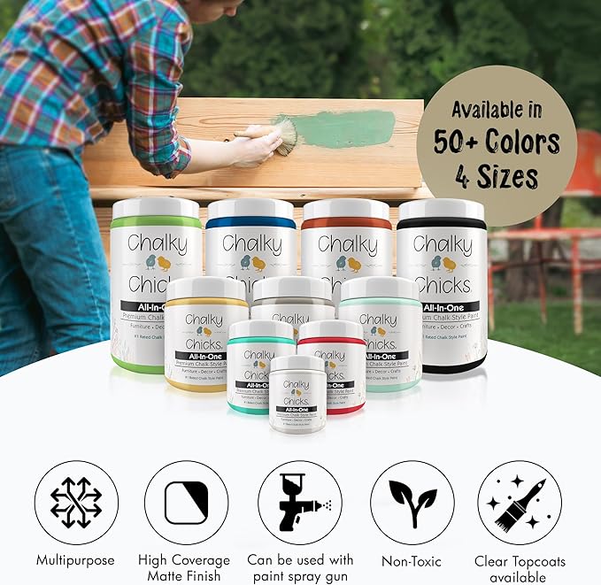 Chalky Chicks 4 Fl Oz Matte Olive Wood (Taupe) Chalk Paint for Furniture Without Sanding - No Prep Furniture Paint No Sanding All in One for Crafts, Walls, Cabinet, Metal, Dresser, Farmhouse