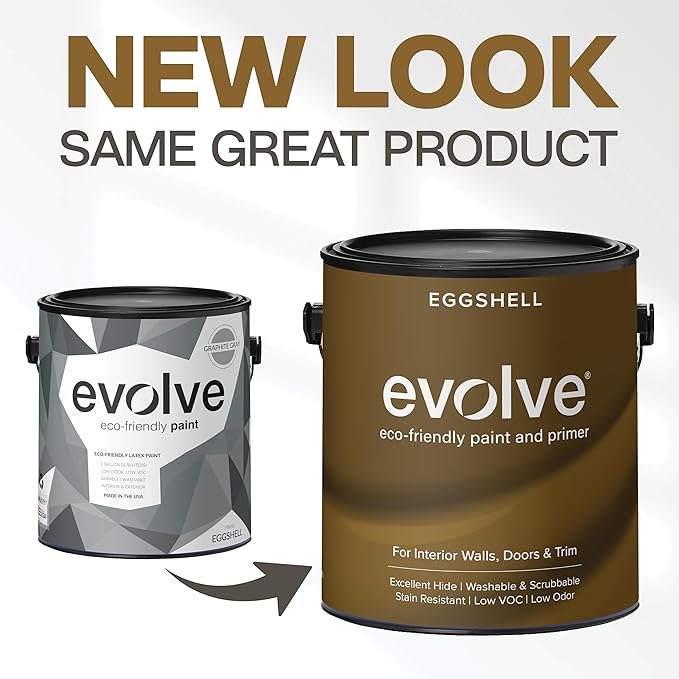 EVOLVE Paint & Primer: Environment-friendly, Low Sheen with One-coat Coverage for Interior & Exterior surfaces (Graphite Gray, 1-Gallon)