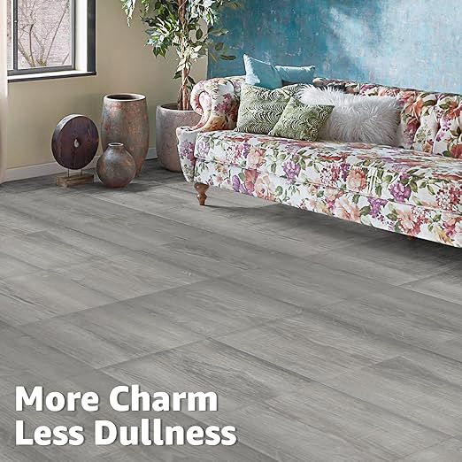 Art3d Peel and Stick Vinyl Floor Tiles 60-Pack 12 x 12 inch, Self Adhesive Waterproof Flooring Wood Planks for Kitchen, Dining Room, Bedrooms, Cover 60 Sq. Ft, Taupe Ash