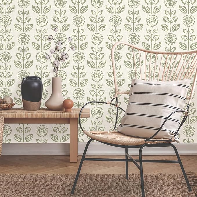 Wudnaye Vintage Floral Peel and Stick Wallpaper Beige Floral Contact Paper 17.7in × 118.1in Tulip Self Adhesive Wallpaper Boho Flowers Removable Waterproof Wall Paper for Bathroom Bedroom Decorative