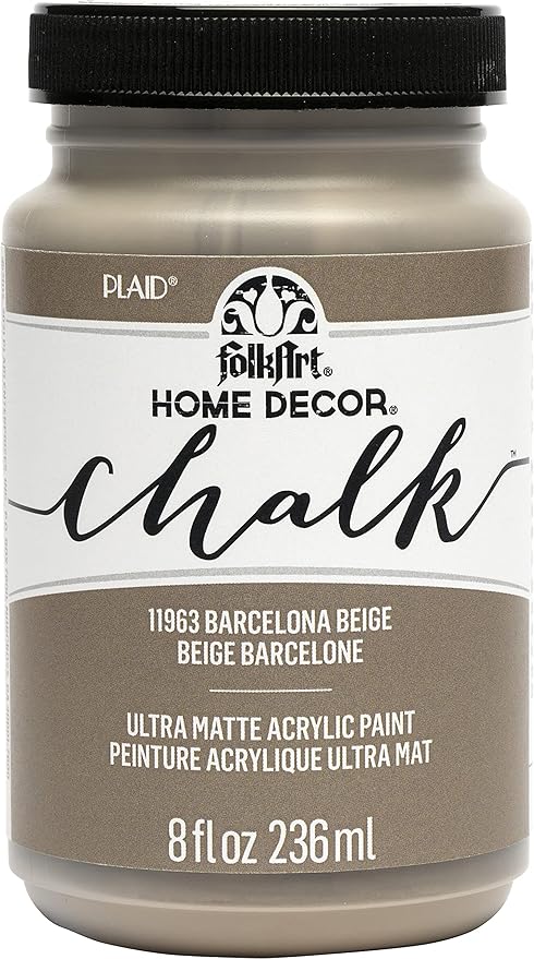 FolkArt, Barcelona Beige Assorted Home Décor 8 fl oz / 236 ml Acrylic Chalk Paint For Easy To Apply DIY Arts And Crafts, Ultra Matte Finish, 11963