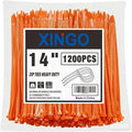 XINGO 14 Inch Orange Zip Ties 1200 PCS, 75 LBS Ultra Strong Tensile Strength, UV Resistant Cable Ties, Self-locking Plastic Ties for Indoor and Outdoor Use