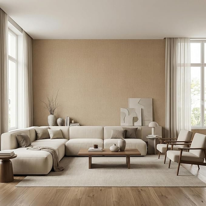 WADILE Grasscloth Peel and Stick Wallpaper 15.7in x 196.8in, Textured Contact Paper for Cabinets, Faux Linen Wall Paper Pull and Stick, Fabric Vinyl Wallpaper Self Adhesive Khaki | Textured contact paper, Faux linen, Vinyl material, Cabinets, Self adhe...