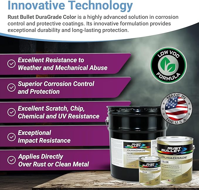 RUST BULLET DuraGrade Color - Purple - 5 Gallon - Advanced Technology Corrossion Control, Rust Inhibitor & Protective Coating, Exceptional Adhesion, UV Resistant