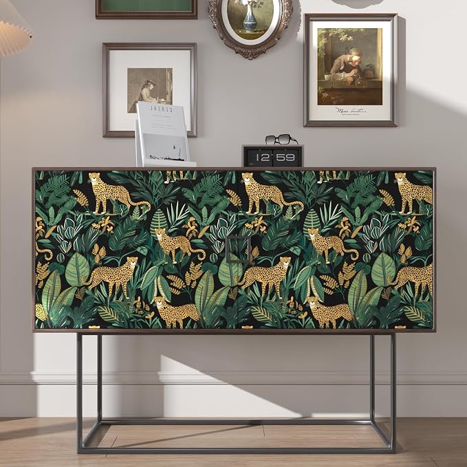 Leopard Wallpaper Peel and Stick Jungle Animal Wallpaper Vinyl Wallpapers Tropical Contact Paper for Cabinets Waterproof Self Adhesive Wall Paper for Kitchen Countertop Wall 17.5" x 118" | Waterproof Vinyl Self Adhesive Removable Renter Friendly Floral...