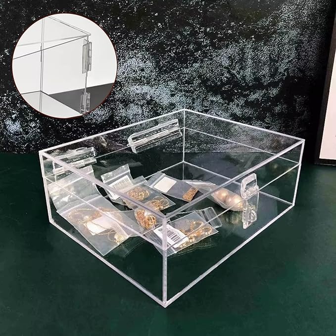 2 Pcs Acrylic Small Plastic Hinges - Continuous Transparent Self-Adhesive Folding Hinge Tools for Cabinet Drawer Furniture Aquarium DIY Crafts Display Stand 100x42 mm