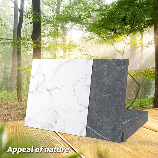 Art3d Peel and Stick Vinyl Floor Tiles 10-Pack 12 x 12 inch, Self Adhesive Waterproof Flooring Planks for Living Room, Kitchen, Bedroom, Cover 10 Sq. Ft, Black & White Marble (5 Tiles per Color)
