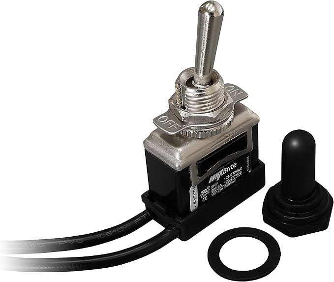 Heavy Duty Toggle Switch 20/15A 125/277V, 2 HP with Waterproof Rubber Boot UL cUL Certified