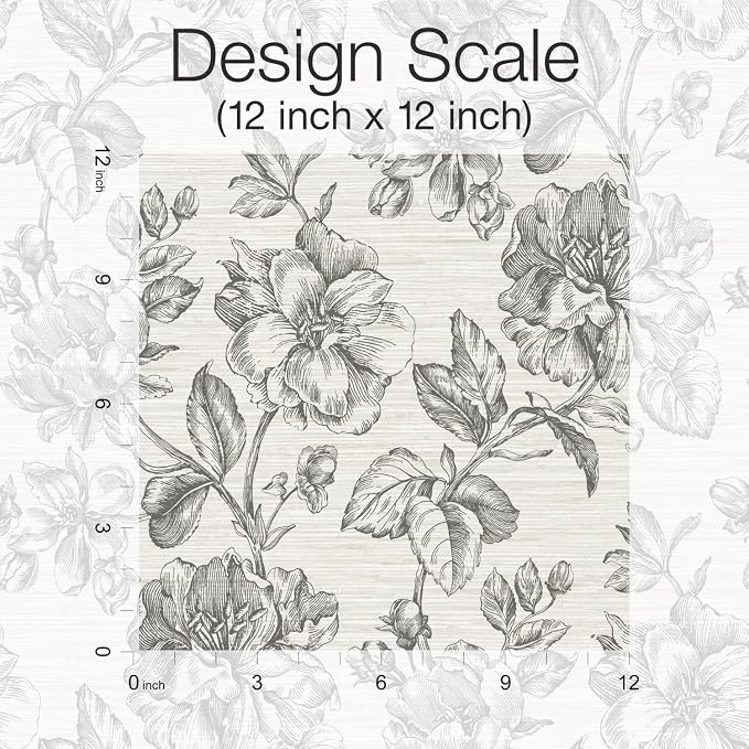 RoomMates Tamara Day RMK12519RL Gray Flower Girl Peel and Stick Wallpaper, Charcoal