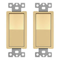 ENERLITES 4-Way Decorator Light Switch, Four Way Paddle Rocker Switch, Gloss Finish, Ground Wire Lead Attached, Residential/Commercial Grade, 15A 120V/277V, UL Listed, 94150-GD2P, Gold (2 Pack)