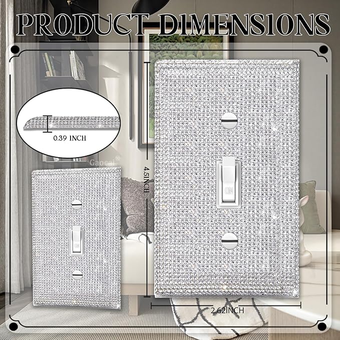 Shiny Silver Rhinestones Wall Plates Light Switch Cover Plate Decorative Wall Plate Single Toggle