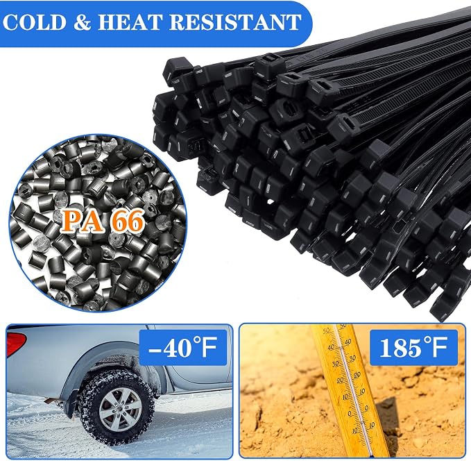 Nuanchu 300 Pcs Zip Ties 36 Inch Heavy Duty 500 Lbs Extra Long Large Cable Ties Plastic Nylon Wire Tie for Indoor and Outdoor Use (Black)