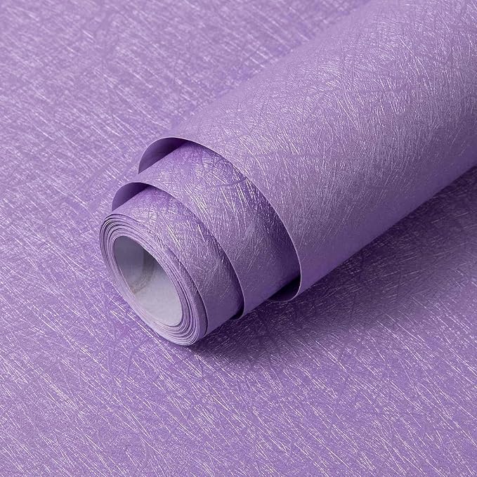 Purple Peel and Stick Self Adhesive Wallpaper Countertop Contact Paper | Removable Embossed Silk Waterproof Bathroom Wallpaper 15.7" X 196.8" Kitchen Vinyl Wrap for Cabinet Shelf Liner Paper