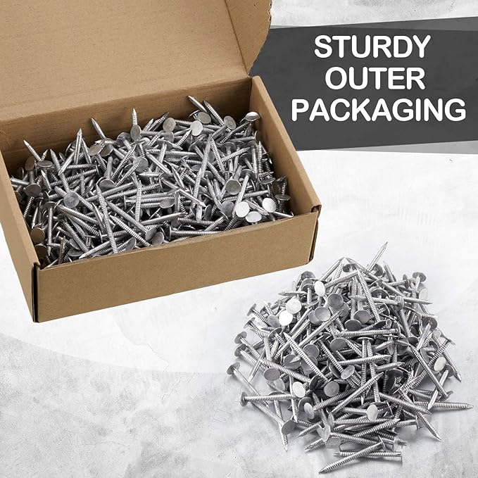 Tandefio 250 Pcs Aluminum Siding Nails 1-3/4 Inch Metal Aluminum Roofing Siding and Panel Nails to Fasten Roofing Felt Wood Decking Insulation Board