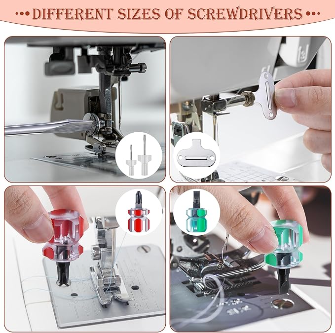 Ceoighe 14 Pieces Sewing Machine Cleaning Kit, Sewing Machine Repair Tools Include Tweezers, Double Headed Brush, Screwdriver, Seam Rippers, Silicone Brush for Repair and Cleaning Machine Sewing