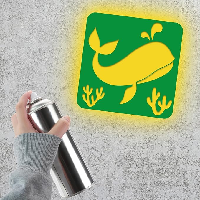 36pcs Ocean Animal Drawing Stencils for Kids 8 Inch Sidewalk Chalk Stencils Painting Large Washable Reusable Sea Animal Themed Primary Shape Template for Kids Toddlers Preschool