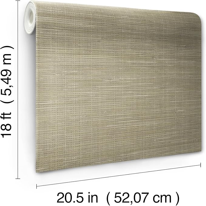 NuWallpaper Neutral Grasscloth Peel and Stick Wallpaper, Textured Removable Wallpaper, Renter-Friendly, 20.5 in x 18 ft