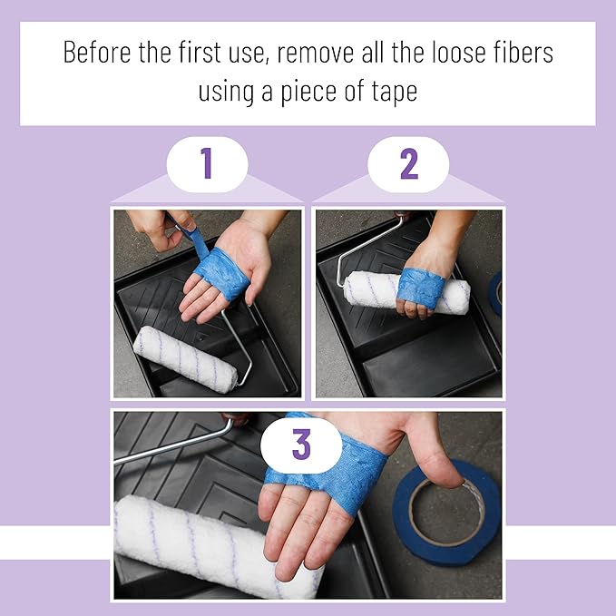 Bates- Paint Roller Covers, 9", Purple Stripes, 5 Pack, Covers for Paint Rollers 9 Inch, 9 Inch Paint Roller Covers, Paint Roller Cover, Paint Roller Covers 9 Inch, Large Paint Roller Covers
