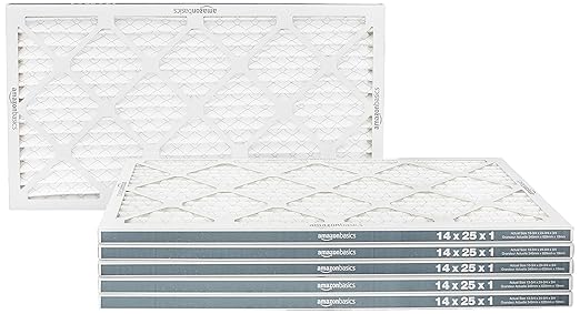 Amazon Basics 14x25x1 Air Filter, MERV 11 AC Furnace Filters, Allergy Control, Removes Dust and Lint, Electrostatic, 6-Pack (Actual Size: 13.75" x 24.75" x 0.75")