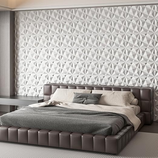 20 Pack 3D Wall Panels for Interior Wall Decor, 12''x12'' White Accent Diamond Panels for Gaming Room Bedroom TV Background, White
