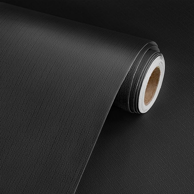 Rugreat Matte Black Peel and Stick Wallpaper Solid Modern 236inL 15.7inW | Black Contact Paper for Cabinets Self Adhesive Wallpaper for Bedroom Table Texture Contact Paper for Furniture Waterproof