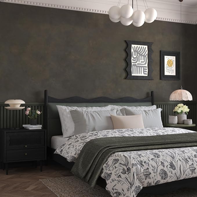 JSEVEM 16"×354" Thick Darker Charcoal Tan Grey Rusty Concrete Wallpaper Peel and Stick Waterproof Metallic Brown Tan Gray Concrete Contact Paper Vinyl Adhesive Sticker for Bedroom Bathroom Gym Walls