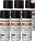 Rust-Oleum 7798830-6PK Stops Rust Spray Paint, 12 oz, Semi-Gloss Black, 6 Pack