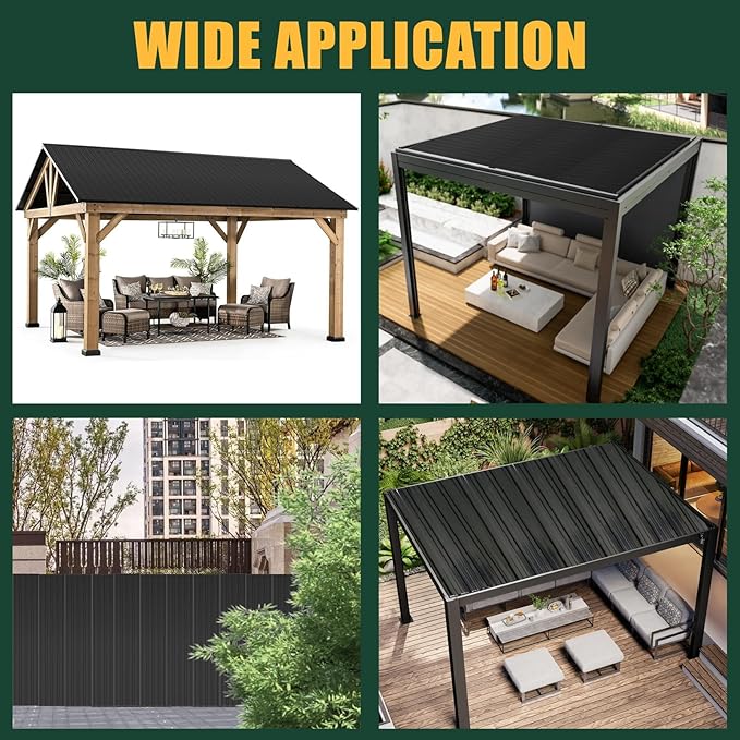 18pcs Roof Flashing Panels, L60.63×W17.72 Inch Corrugated Galvanized Roofing Panels, Porche, carport, shed, Stable, Chicken coop Black