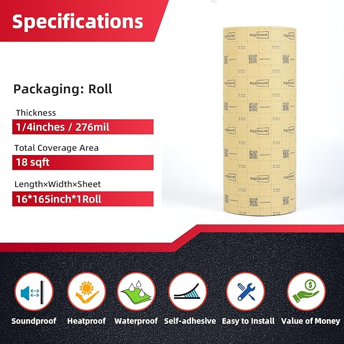 Sound Deadening Mat 1/4inch(7 mm) 18sqft - Car Sound Deadening Material Closed Cell Foam - Heat Insulation PE Foam Sound Deadener Material & Heat Barrier