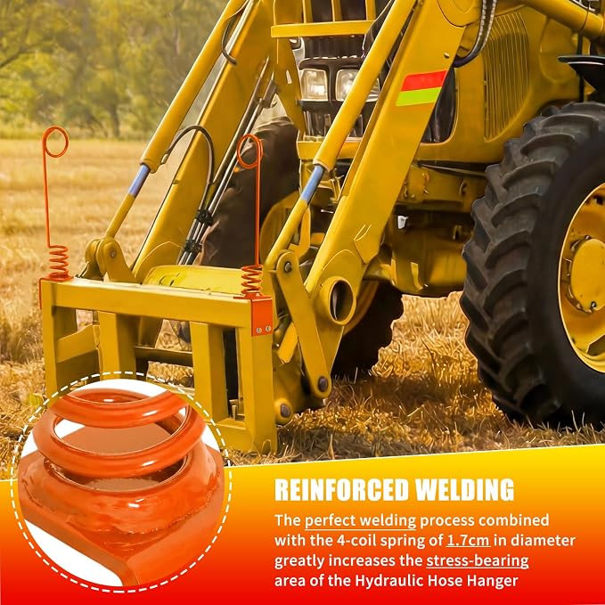 2PCS Orange Hydraulic Hose Hanger for Tractor - 0.3" Thick Plate