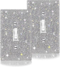 2 PC Shiny Silver Rhinestones Light Switch Wall Plate Cover - Single Gang Decoration