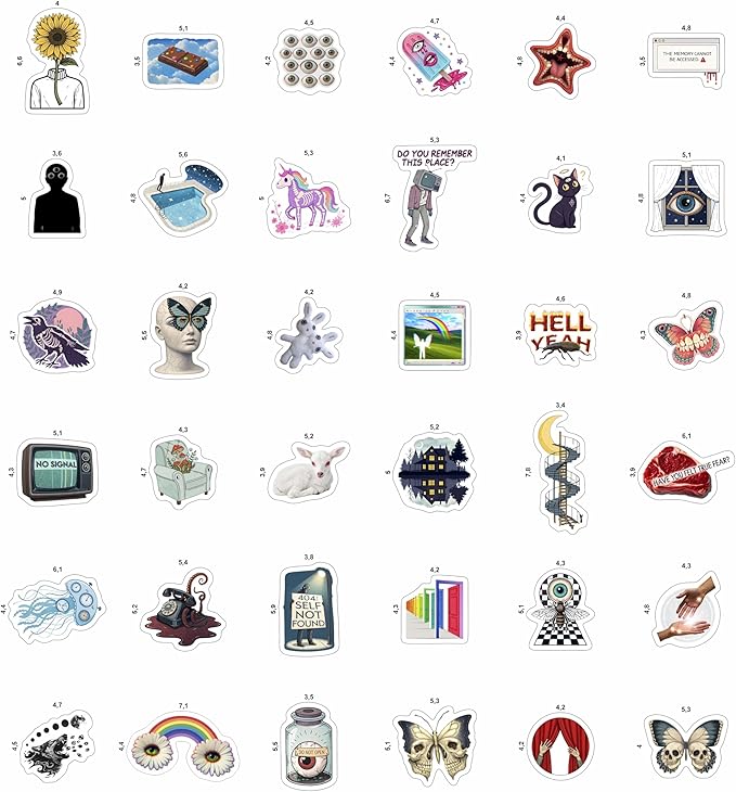 100Pcs Weirdcore Stickers, Weird Stickers for Adults -Weirdcore Stuff, Decor -Psychedelic Decals Waterproof - Gift for Women & Men