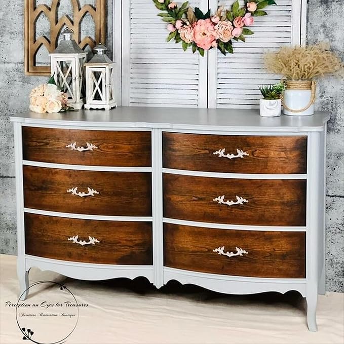 Dixie Belle Silk All-in-One Mineral Paint - Baja Gray (32oz) - Light Gray Water Based Built-In Primer + Topcoat for Wood + Metal - Durable Furniture Paint - Low Reflective Finish