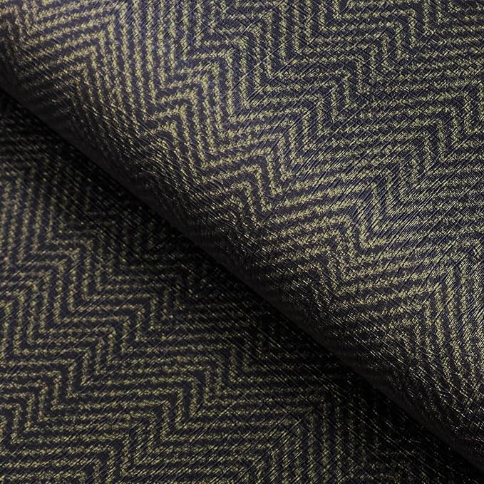FunStick Black and Gold Geometric Wallpaper Peel and Stick Modern Faux Grasscloth Wall Paper Textured Herringbone Self Adhesive Vinyl Contact Paper for Room Wall Furniture Cabinet Removable 12" x 200"
