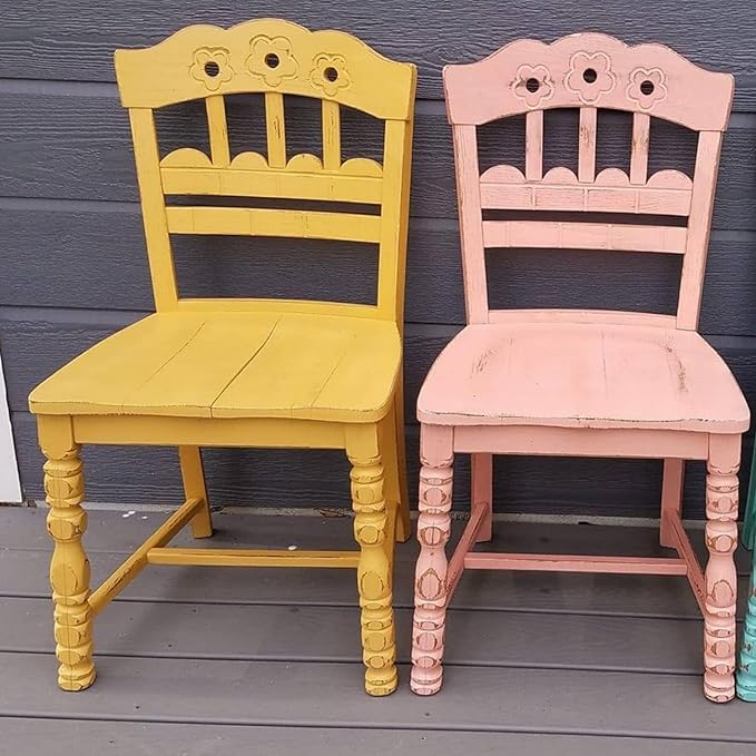 Chalky Chicks All-in-One Chalk Paint for Furniture or Cabinet - 4 Fl Oz - Matte Finish Tuscany (Yellow) for Metal, Wood Furniture Paint - No Sanding All-in-One for Home Decor & Crafts, USA Made