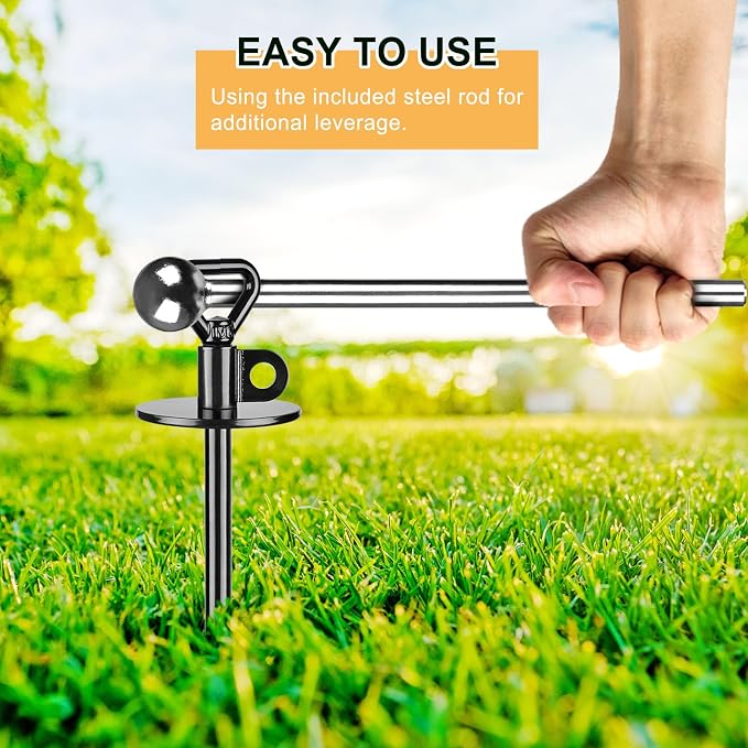 SELEWARE Dog Tie Out Stake 360° Swivel Dog Anchor Outdoor Dog Ground Anchor | 15" Long Anti-Rust Heavy Duty Dog Stake for Large Dogs up to 220 lbs, Easy Install with Twist Rod for Yard, Camping Outside