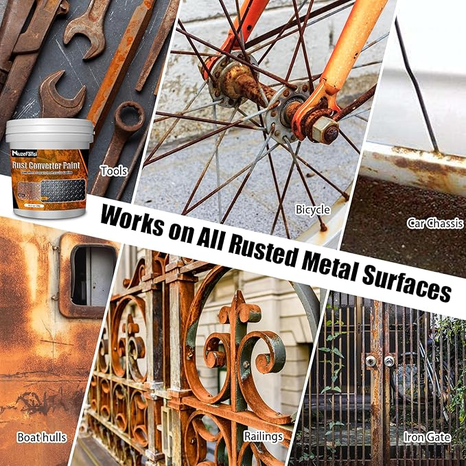 2-in-1 Rust Converter & Metal Primer, 70.5 oz Rust Converter Paint, Rust Treatment for Metal, Black Rust Inhibitor Paint, Corrosion Inhibitor for Automotive, Marine, Tools, Heat Resistant, Metal