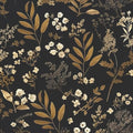 Vintage Floral Peel and Stick Wallpaper 17.5'' x 787'', Black Gold | Self Adhesive/Removable/Waterproof/Thick Vinyl Extra Long Contact Paper for Bathroom Bedroom Shelf Cabinet Drawer,Prepasted