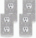 4 PC Shiny Silver Rhinestones Outlet Covers Wall Plates Light Switch Cover Plate Outlet Cover Rhinestones Outlet Plate Decoration Wall Electrical Outlet Cover Plates