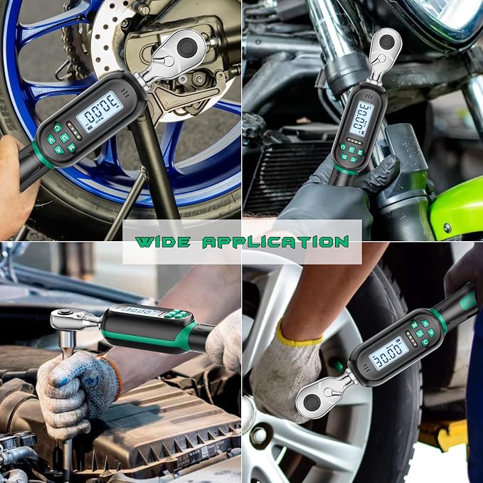 1/4" Drive Digital TorqueWrench, 1.11-22.13 Ft.lb/1.5-30 Nm, Preset Value, Buzzer/LED, ±2% Accuracy, for Gunsmithing, Bike & Motorcycle Maintenance